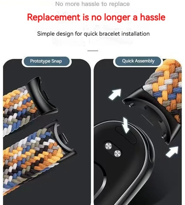 Alt view image 7 of 7 - Bands Compatible with Xiaomi Smart Band 10/9/8 Strap, Nylon Woven Replacement Strap with Secure Buckle, Soft Breathable Adjustable Wristband for Women Men