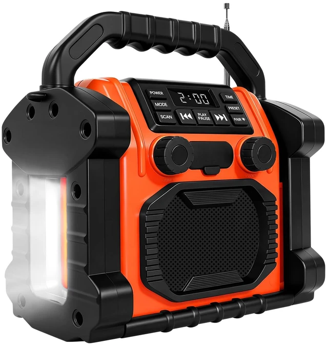 Main image of Jobsite Radio Bluetooth Speaker, 8000mAH Battery, IPX 66 Waterproof, Cell Phone Charging, Portable Jobsite Speaker with LED Lights, Portable Worksite Speakers for Outdoor/Work/Garage (Orange)