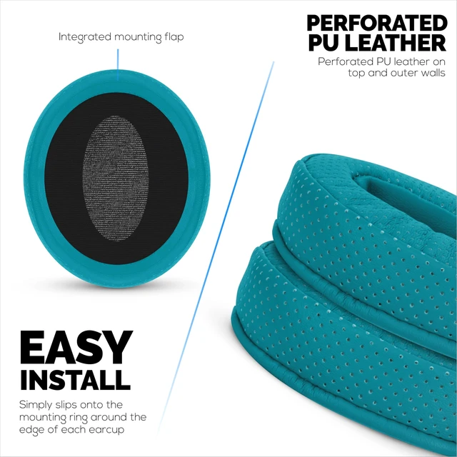 Alt view image 4 of 7 - Replacement Perforated Earpads for Sennheiser HD4.50BT HD4.50BTNC HD450BT HD4.50SE HD4.40BT HD4.30G HD4.20S HD458BT HD450 HD400S & HD 350BT - Memory Foam for Extra Comfort by (Turquoise)