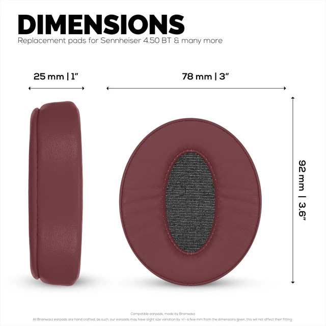Alt view image 5 of 7 - Replacement Earpads for Sennheiser HD4.50BT HD4.50BTNC HD450BT HD4.50SE HD4.40BT HD4.30G HD4.20S HD458BT HD450 HD400S HD 350BT. Soft PU Leather + Memory Foam for Extra Comfort - (Dark Red)
