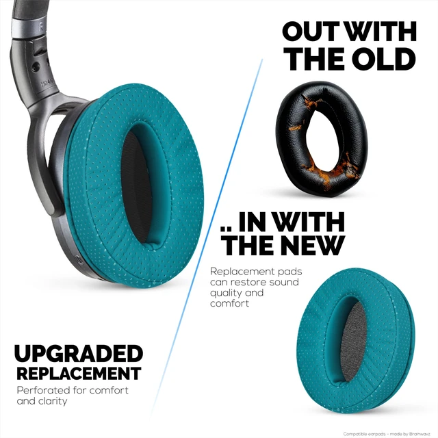Alt view image 6 of 7 - Replacement Perforated Earpads for Sennheiser HD4.50BT HD4.50BTNC HD450BT HD4.50SE HD4.40BT HD4.30G HD4.20S HD458BT HD450 HD400S & HD 350BT - Memory Foam for Extra Comfort by (Turquoise)
