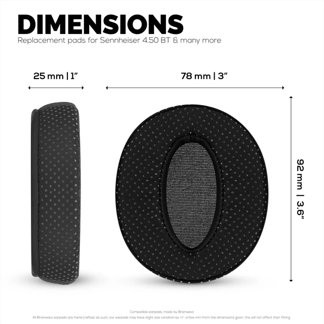 Alt view image 5 of 7 - Replacement Perforated Earpads for Sennheiser HD4.50BT HD4.50BTNC HD450BT HD4.50SE HD4.40BT HD4.30G HD4.20S HD458BT HD450 HD400S & HD 350BT - Memory Foam for Extra Comfort by (Black)