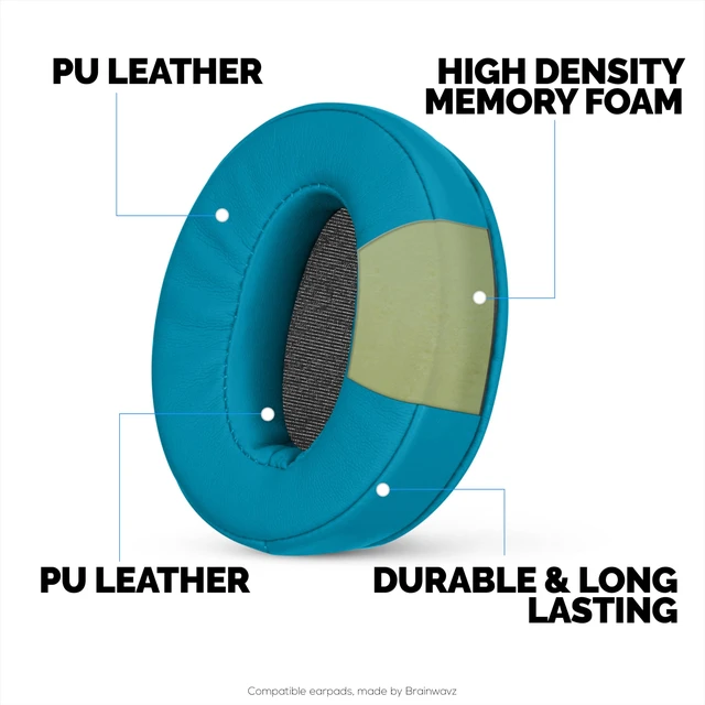 Alt view image 3 of 7 - Replacement Earpads for Sennheiser HD4.50BT HD4.50BTNC HD450BT HD4.50SE HD4.40BT HD4.30G HD4.20S HD458BT HD450 HD400S HD 350BT. Soft PU Leather + Memory Foam for Extra Comfort - (Turquoise)