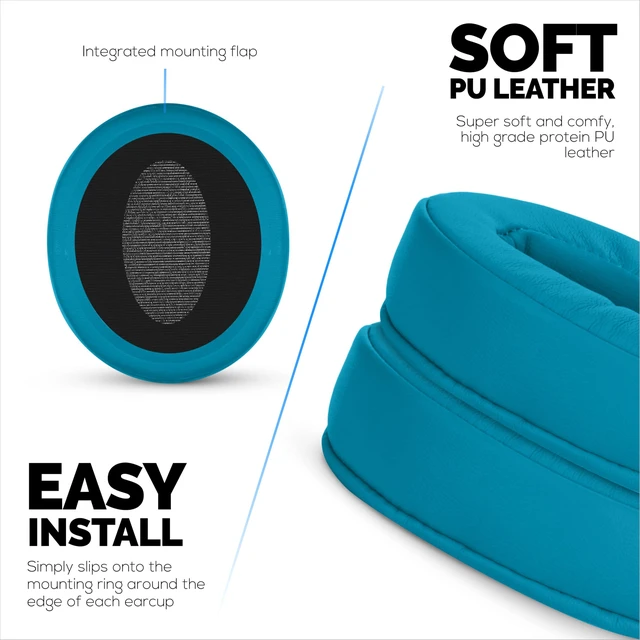 Alt view image 4 of 7 - Replacement Earpads for Sennheiser HD4.50BT HD4.50BTNC HD450BT HD4.50SE HD4.40BT HD4.30G HD4.20S HD458BT HD450 HD400S HD 350BT. Soft PU Leather + Memory Foam for Extra Comfort - (Turquoise)
