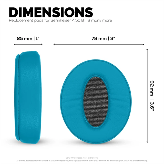 Alt view image 5 of 7 - Replacement Earpads for Sennheiser HD4.50BT HD4.50BTNC HD450BT HD4.50SE HD4.40BT HD4.30G HD4.20S HD458BT HD450 HD400S HD 350BT. Soft PU Leather + Memory Foam for Extra Comfort - (Turquoise)