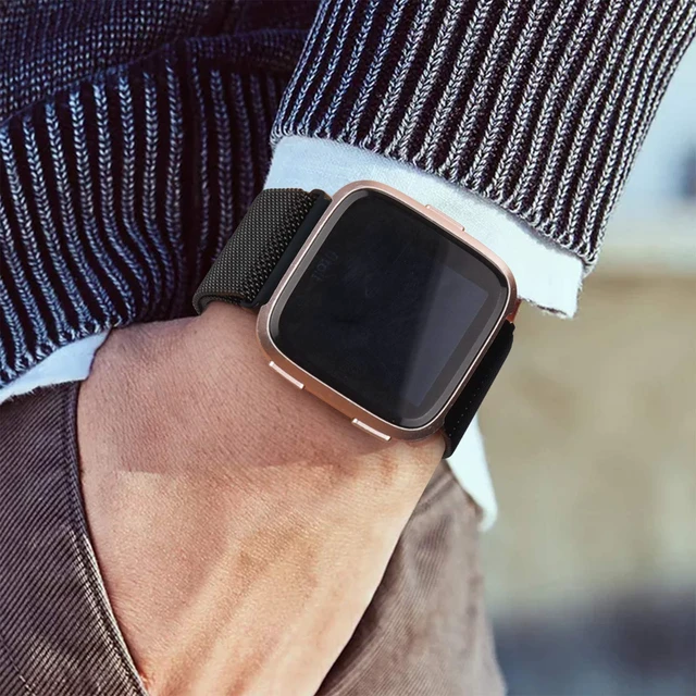 Alt view image 3 of 6 - 2 Pack Metal Bands for Fitbit Versa/Fitbit Versa 2 / Fitbit Versa Lite for Women Men, Stainless Steel Mesh Breathable Wristband Strap with Adjustable Magnet Lock
