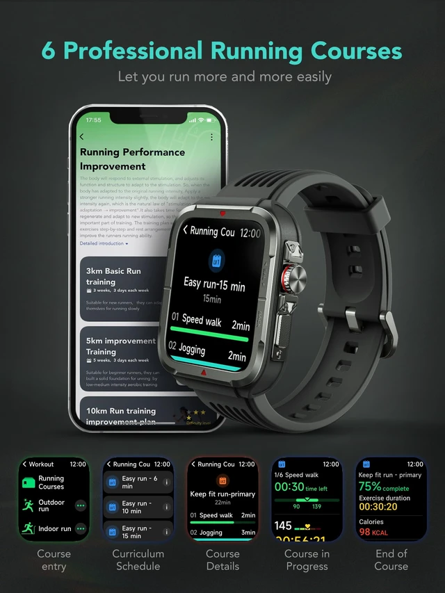 Alt view image 5 of 7 - Smart Watch for Men Women, 1.8" Men's Military Smartwatch for Android iPhone with Alexa Built-in, IP68 Waterproof, Fitness Tracker with 100+ Sports, R8