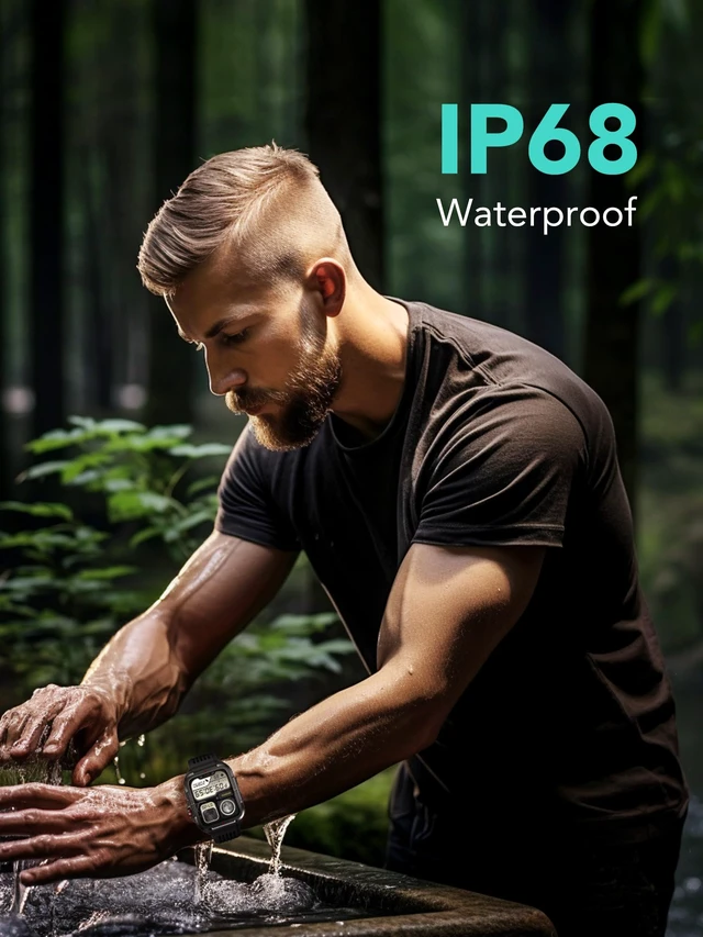 Alt view image 7 of 7 - Smart Watch for Men Women, 1.8" Men's Military Smartwatch for Android iPhone with Alexa Built-in, IP68 Waterproof, Fitness Tracker with 100+ Sports, R8