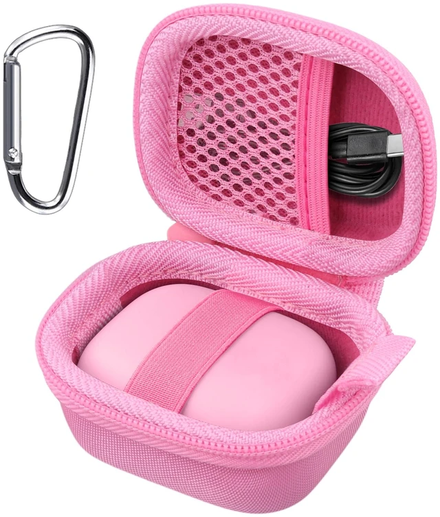 Main image of Hard Case for Beats Powerbeats Fit with Carabiner Clip, Pink Travel Storage, Space For Earbuds And Accessories, Soft Lining, Protective Exterior