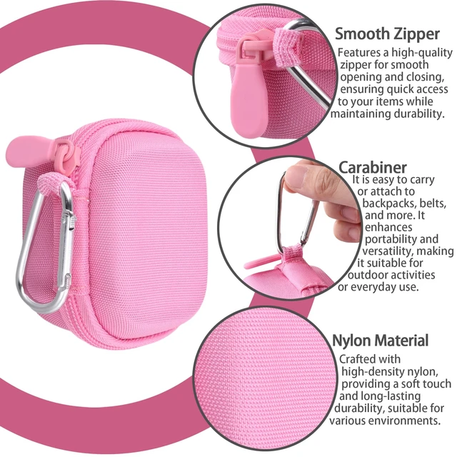Alt view image 5 of 7 - Hard Case for Beats Powerbeats Fit with Carabiner Clip, Pink Travel Storage, Space For Earbuds And Accessories, Soft Lining, Protective Exterior