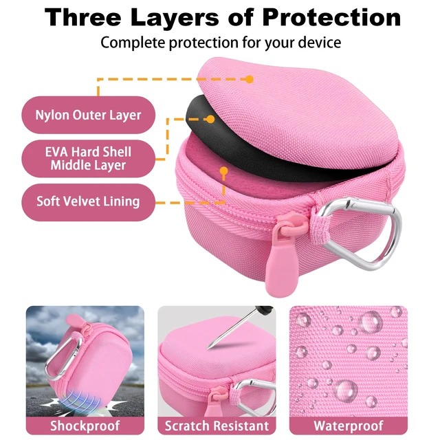 Alt view image 7 of 7 - Hard Case for Beats Powerbeats Fit with Carabiner Clip, Pink Travel Storage, Space For Earbuds And Accessories, Soft Lining, Protective Exterior
