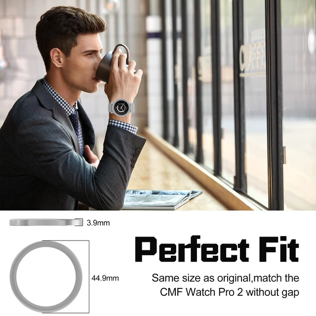 Alt view image 5 of 7 - 2 Pack Bezel Ring for CMF Watch Pro 2 Smartwatch, Replacement Metal Bezel Protector Case Accessories for CMF Watch Pro 2 Smartwatch for Men Women(Grey)