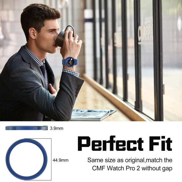 Alt view image 5 of 7 - 2 Pack Bezel Ring for CMF Watch Pro 2 Smartwatch, Replacement Metal Bezel Protector Case Accessories for CMF Watch Pro 2 Smartwatch for Men Women(Dark Blue)