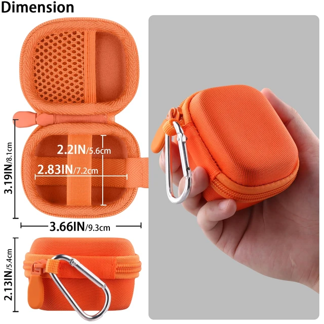 Alt view image 6 of 7 - Hard Case for Beats Powerbeats Fit with Carabiner Clip, Orange Travel Storage, Space For Earbuds And Accessories, Soft Lining, Protective Exterior