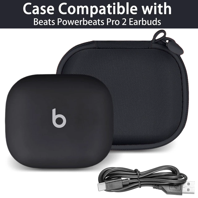 Alt view image 2 of 7 - Hard Case for Beats Powerbeats Pro 2 with Carabiner Clip, Black Travel Storage, Space For Earbuds And Accessories, Soft Lining, Protective Exterior
