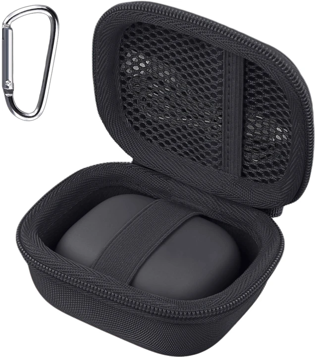 Main image of Hard Case for Beats Powerbeats Pro 2 with Carabiner Clip, Black Travel Storage, Space For Earbuds And Accessories, Soft Lining, Protective Exterior