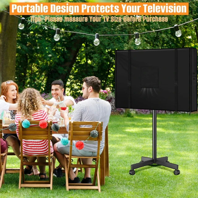 Alt view image 5 of 6 - Mobile Outdoor TV Stand Cover for 45-57 Inch TV Screen,600D Oxford Waterproof Outdoor TV Cover, Television-Screen Storage for Mobile LED OLED LCD TV Cart-57L x 7W x 31H, 600D Oxford Fabric
