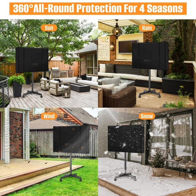 Alt view image 6 of 6 - Mobile Outdoor TV Stand Cover for 45-57 Inch TV Screen,600D Oxford Waterproof Outdoor TV Cover, Television-Screen Storage for Mobile LED OLED LCD TV Cart-57L x 7W x 31H, 600D Oxford Fabric
