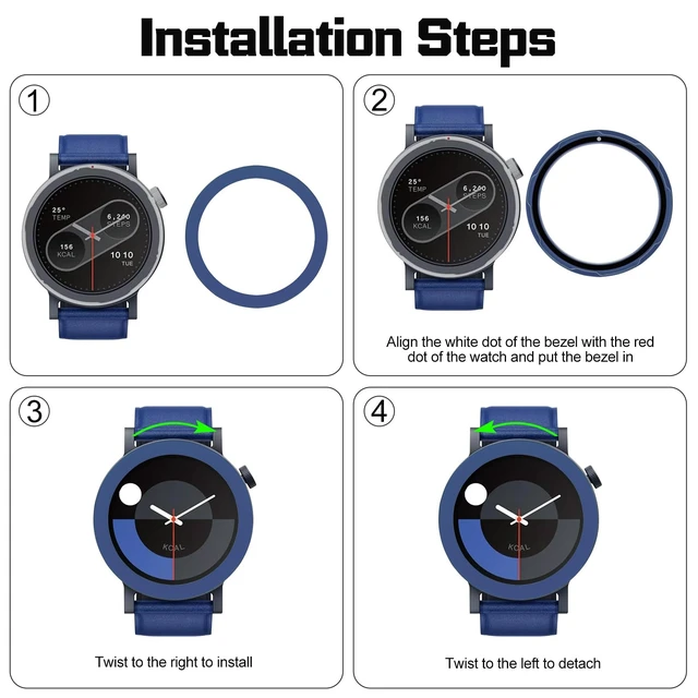 Alt view image 6 of 7 - 2 Pack Bezel Ring for CMF Watch Pro 2 Smartwatch, Replacement Metal Bezel Protector Case Accessories for CMF Watch Pro 2 Smartwatch for Men Women(Dark Blue)