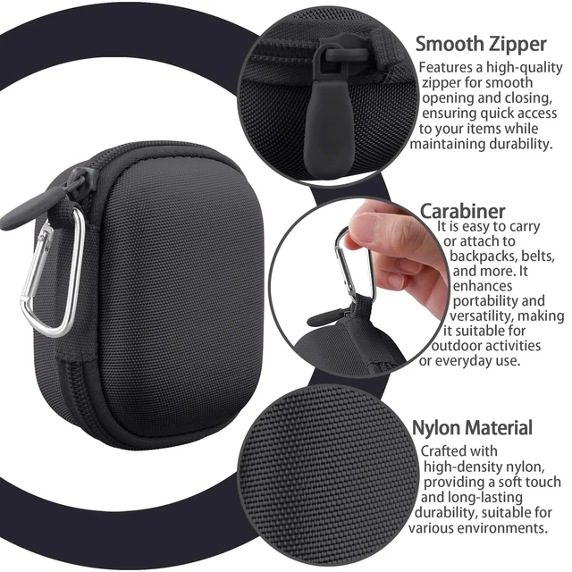Alt view image 5 of 7 - Hard Case for Beats Powerbeats Pro 2 with Carabiner Clip, Black Travel Storage, Space For Earbuds And Accessories, Soft Lining, Protective Exterior
