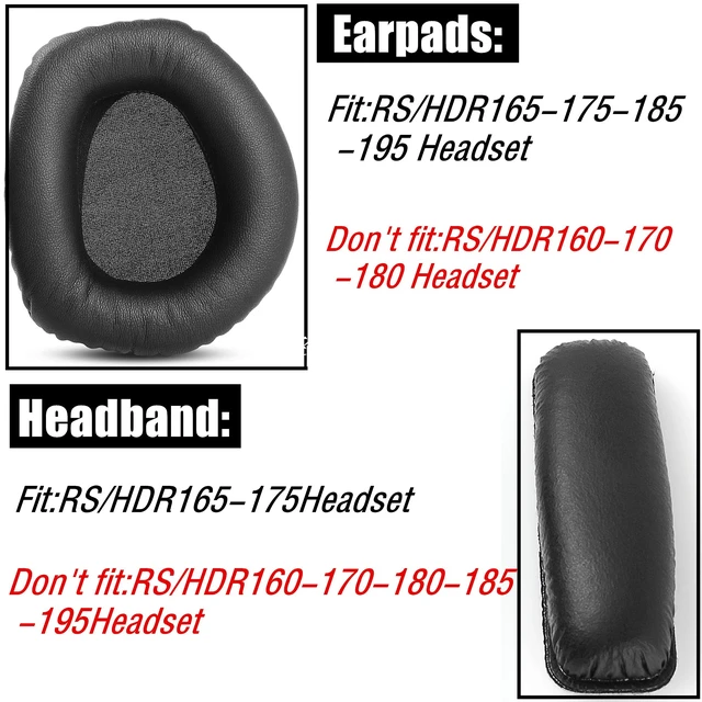 Alt view image 2 of 6 - RS165 RS175 Replacement Ear Pads for Sennheiser HDR165 HDR175 Headset Headband with Upgrade Protein Leather Earpads Ear Cushion Accessories-Black