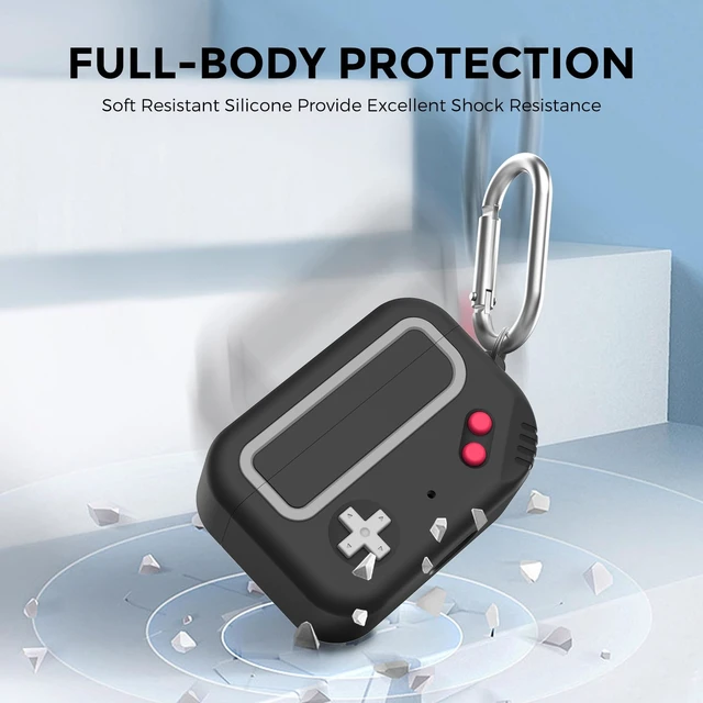 Alt view image 3 of 7 - for Beats Studio Buds (+Plus) Case Silicone Game Design Retro gaming style, wireless charging, full protection, carabiner included, Black