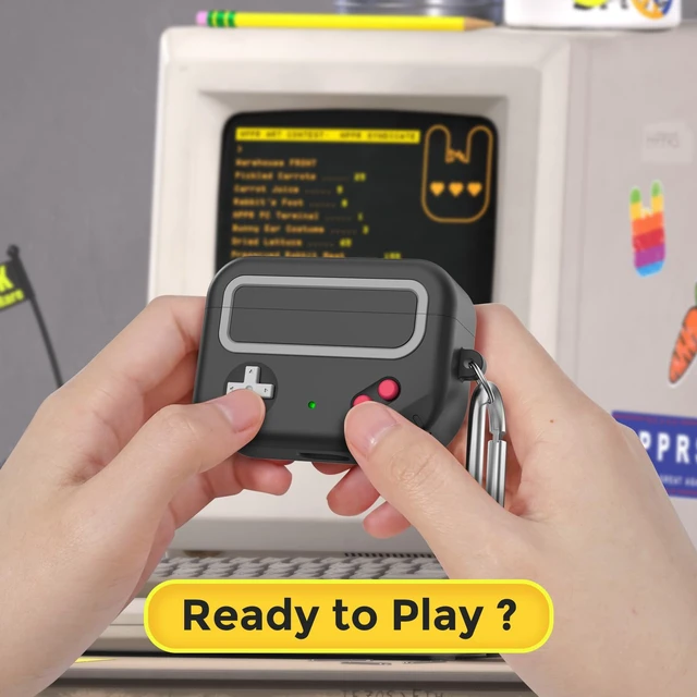 Alt view image 5 of 7 - for Beats Studio Buds (+Plus) Case Silicone Game Design Retro gaming style, wireless charging, full protection, carabiner included, Black