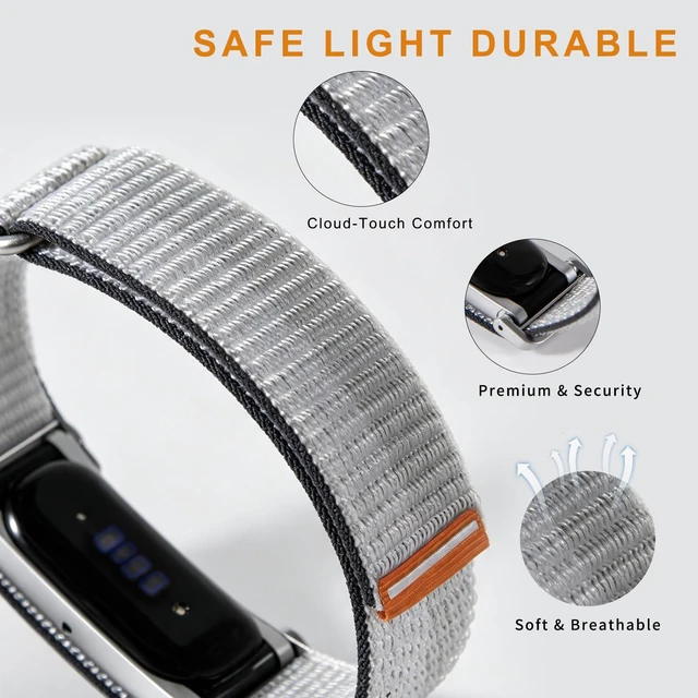 Alt view image 3 of 7 - Nylon Sport Wrist Strap Compatible with Google Fitbit Air Bands, Adjustable Breathable Replacement Soft Nylon Loop Wristband for Women/Men, Lightweight, Durable Metal Frame, Hook-and-loop