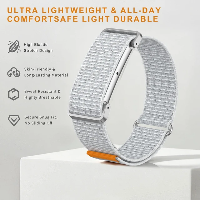 Alt view image 2 of 7 - Nylon Sport Wrist Strap Compatible with Google Fitbit Air Bands, Adjustable Breathable Replacement Soft Nylon Loop Wristband for Women/Men, Lightweight, Durable Metal Frame, Hook-and-loop