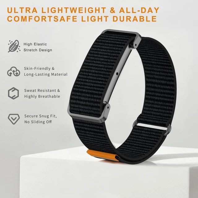Alt view image 2 of 7 - Nylon Sport Wrist Strap Compatible with Google Fitbit Air Bands, Adjustable Breathable Replacement Soft Nylon Loop Wristband for Women/Men, Lightweight, Durable Metal Frame, Hook-and-loop