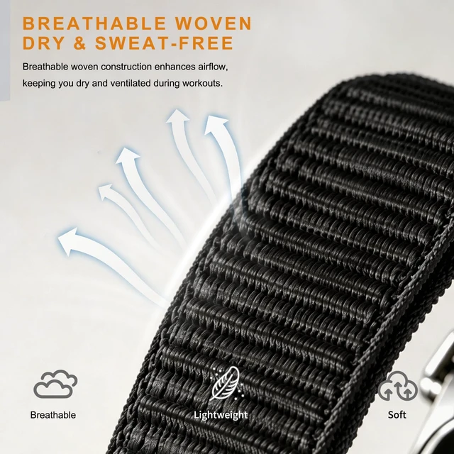 Alt view image 4 of 7 - Nylon Sport Wrist Strap Compatible with Google Fitbit Air Bands, Adjustable Breathable Replacement Soft Nylon Loop Wristband for Women/Men, Lightweight, Durable Metal Frame, Hook-and-loop