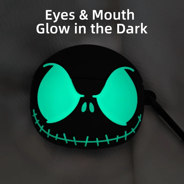 Alt view image 5 of 7 - for AirPods 4 and AirPods 5 Case Cover with Cleaner kit, Black Glow in The Dark, Anime Skull Case for Apple AirPods 5/4 (2026/2024) Funny Soft Silicone Cute Case for Women Men