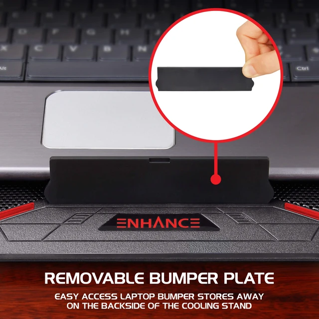 Alt view image 6 of 7 - Cryogen Gaming Laptop Cooling Pad - Fits 17 in. Computer, PS4 - Adjustable Laptop Cooling Stand with 5 Quiet Cooler Fans, 2 USB Ports and LED Lighting - Slim Portable Design 2500 RPM (Red)