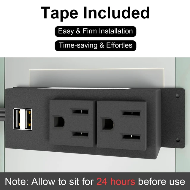 Alt view image 5 of 7 - Gun Safe Power Outlet Kit with 2 AC Outlets and 2 USB Ports UL Listed Interior-Mount Power Strip with 6.9 ft Removable Cables and Quick Connector for Gun Cabinets and Safes
