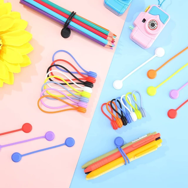 Alt view image 5 of 7 - Reusable Silicone Magnetic Cable Ties, Multicolored, 30-PackLong & Short Cable Strap Tie for Bundling Electronics Wire,Home Office Travel Essentials Accessories