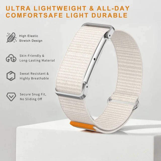 Alt view image 2 of 7 - Nylon Sport Wrist Strap Compatible with Google Fitbit Air Bands, Adjustable Breathable Replacement Soft Nylon Loop Wristband for Women/Men, Lightweight, Durable Metal Frame, Hook-and-loop