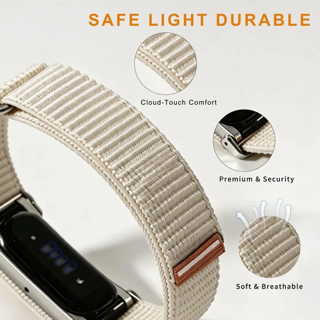 Alt view image 3 of 7 - Nylon Sport Wrist Strap Compatible with Google Fitbit Air Bands, Adjustable Breathable Replacement Soft Nylon Loop Wristband for Women/Men, Lightweight, Durable Metal Frame, Hook-and-loop