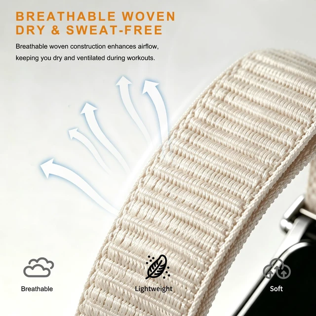 Alt view image 4 of 7 - Nylon Sport Wrist Strap Compatible with Google Fitbit Air Bands, Adjustable Breathable Replacement Soft Nylon Loop Wristband for Women/Men, Lightweight, Durable Metal Frame, Hook-and-loop