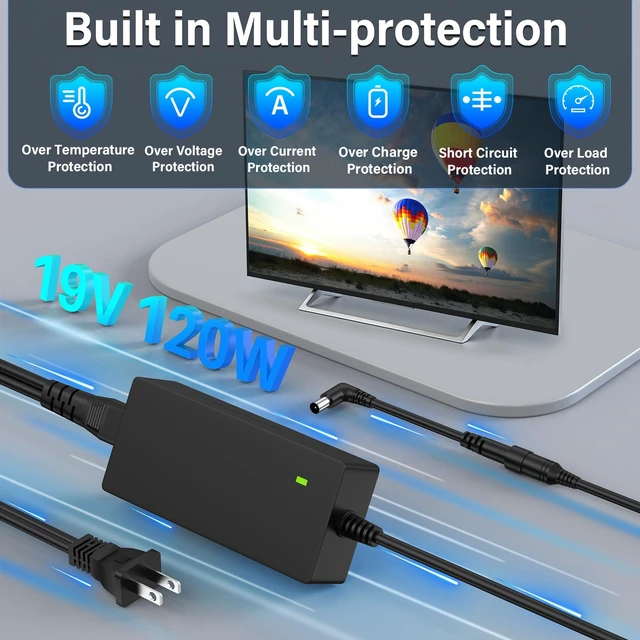 Alt view image 6 of 7 - 19V TV Charger Cord Fit for Sony TV XBR-55X850D XBR-43X800E XBR-49X800E AC Adapter for Sony XBR-49X800D KDL-55W800C XBR-43X800D KD-49X720E KDL-55W805C KD-55X720E KD-43X720E KDL-48R555C KDL-49W660E