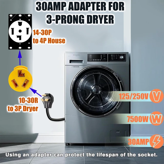 Alt view image 5 of 6 - ETL Listed NEMA 14-50P to 10-30R Adapter,50A to 30A Dryer Plug Adapter Heavy Duty 30A 250V 4 Prong to 3 Prong Adapter for Dryer, Welder, Generator