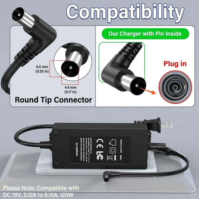 Alt view image 5 of 7 - 19V TV Charger Cord Fit for Sony TV XBR-55X850D XBR-43X800E XBR-49X800E AC Adapter for Sony XBR-49X800D KDL-55W800C XBR-43X800D KD-49X720E KDL-55W805C KD-55X720E KD-43X720E KDL-48R555C KDL-49W660E
