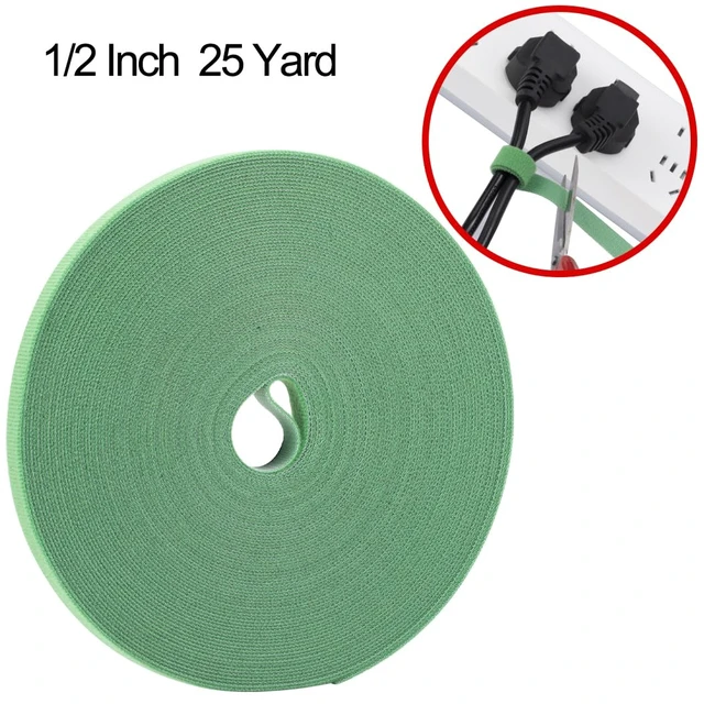 Alt view image 2 of 6 - 1/2 Inch Reusable fastening Cable Ties Double Sided Hook and Loop tape Cable Management Tape (Green 25Yards)