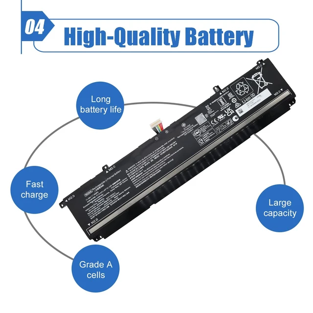 Alt view image 5 of 6 - 83Wh WK06XL Laptop Battery Replacement for HP Omen 16-b0xxx 16-b0000TX 16-B0047TX 16-C0xxx 16-C0167AX Omen 7 Plus 17-ck0xxx 17-CK0007NV 17T-CK100 Series M41711-005 M41640-AC1 M41640-CD1 11.58V