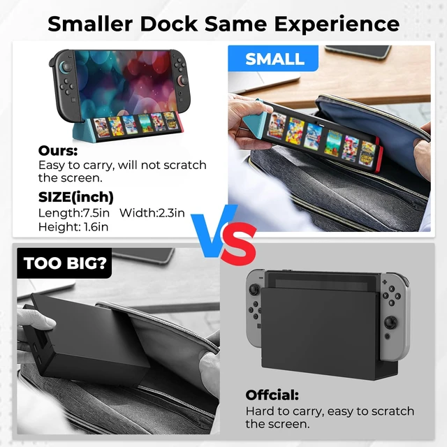 Alt view image 7 of 7 - Portable TV Dock for Switch 2 4K@144Hz HDMI, 2 USB Ports, 100W Type-C PD, Travel Replacement Dock, Switch 2 Only
