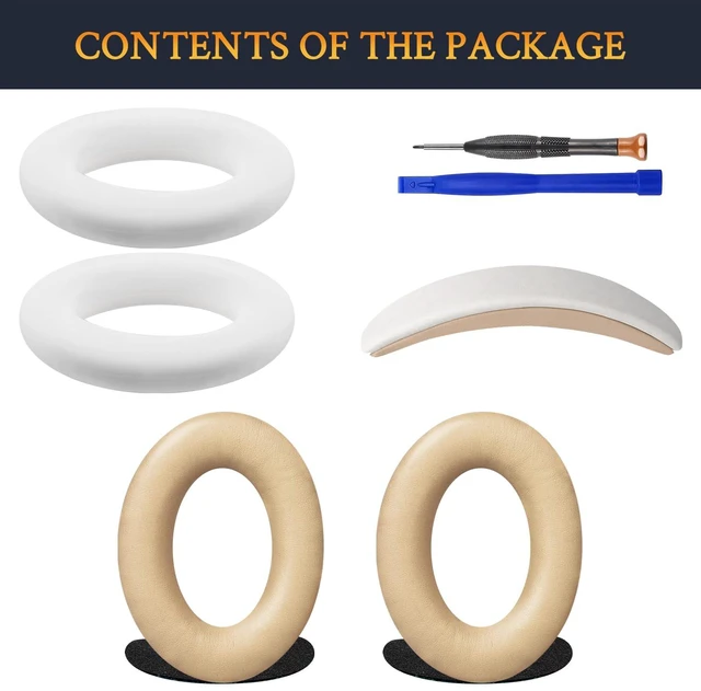 Alt view image 2 of 7 - Replacement Kit for Bose QuietComfort 25 (QC25), Earpads Cushions + Headband + Silicone Sweat Cover - Beige