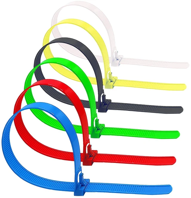 Main image of 100 Pcs 12 Inch Color Reusable Zip Ties, Heavy Duty Releasable Cable Ties, Self-Locking Nylon Colored Zip Ties 50 Lbs Tensile Strength Cable Ties Wraps for Garden Plant Home Office Workshop