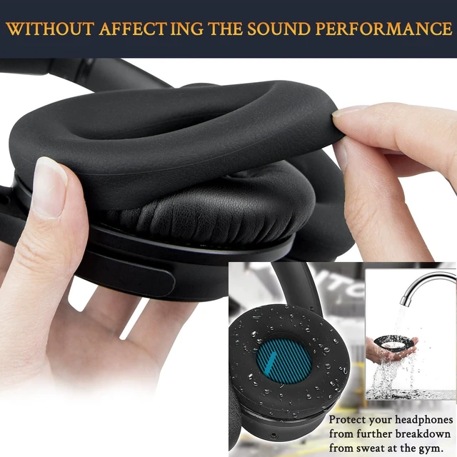 Alt view image 6 of 7 - Replacement Kit for Bose QC25 - Black Ear Pads + Headband + Silicone Sweat Cover
