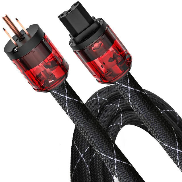 Main image of Audiocrast 4.9FT Audiophile Power Cable 10 AWG for Hi-Fi Systems NEMA 5-15P to C15 AC Power Cable,OFC Conductors,Pure Copper Shielding,Pure Copper Plugs,125V 15A,BW Braided Mesh