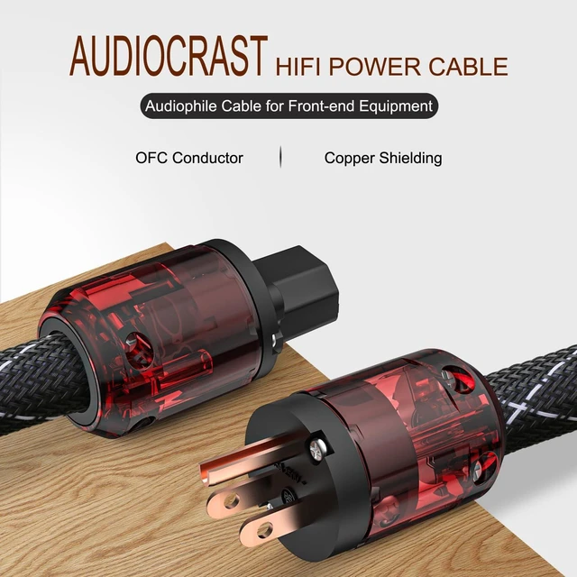 Alt view image 4 of 6 - Audiocrast 4.9FT Audiophile Power Cable 10 AWG for Hi-Fi Systems NEMA 5-15P to C15 AC Power Cable,OFC Conductors,Pure Copper Shielding,Pure Copper Plugs,125V 15A,BW Braided Mesh