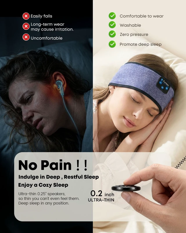 Alt view image 2 of 7 - Sleep Headphones Bluetooth 5.4 Headband, Sleeping Headphones with Built-in HD Stereo Speaker for Side Sleepers, Wireless Music Headband Headphones for Sports, Workout, Cool Gadget Gift